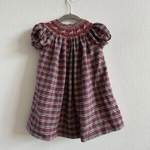Be Mine Smocked Tartan Christmas Dress Size 12M
